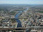 Aerial view of the Clyde waterfront looking west